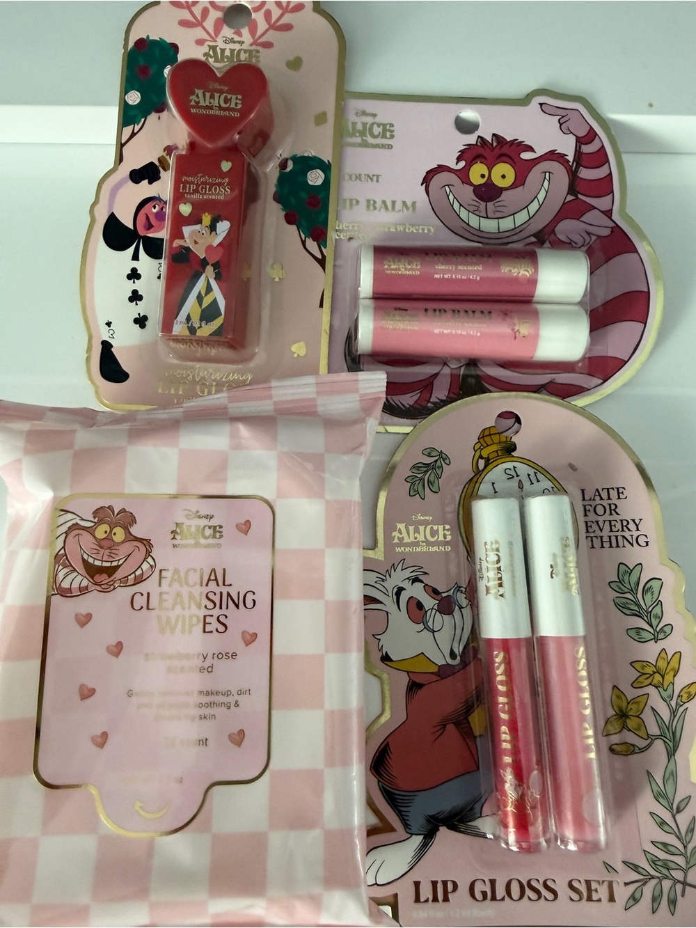 Disney Alice in Wonderland Lip & Skincare Set - Pink, White, Red